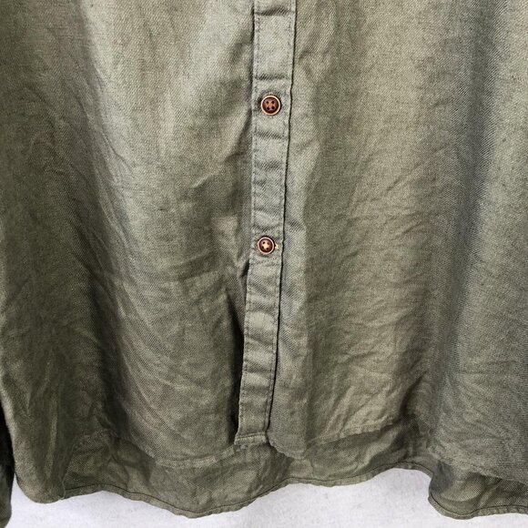 Barbour Shirt Mens M Green 100% Linen Tailored Fit Long Sleeve Cove Beach Airy - Picture 15 of 16